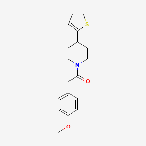 molecular formula C18H21NO2S B2753862 2-(4-Methoxyphenyl)-1-(4-(thiophen-2-yl)piperidin-1-yl)ethanone CAS No. 1396798-62-1