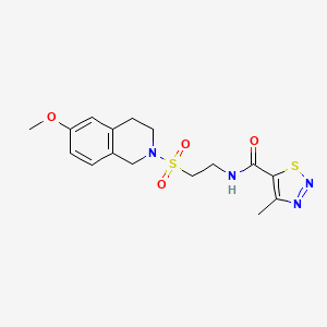 molecular formula C16H20N4O4S2 B2753896 N-(2-((6-methoxy-3,4-dihydroisoquinolin-2(1H)-yl)sulfonyl)ethyl)-4-methyl-1,2,3-thiadiazole-5-carboxamide CAS No. 1207050-28-9