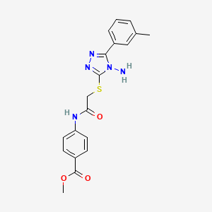 molecular formula C19H19N5O3S B2753915 Methyl 4-[[2-[[4-amino-5-(3-methylphenyl)-1,2,4-triazol-3-yl]sulfanyl]acetyl]amino]benzoate CAS No. 843625-01-4