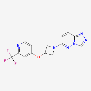 molecular formula C14H11F3N6O B2753916 6-[3-[2-(Trifluoromethyl)pyridin-4-yl]oxyazetidin-1-yl]-[1,2,4]triazolo[4,3-b]pyridazine CAS No. 2380182-16-9