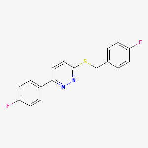 molecular formula C17H12F2N2S B2753939 3-((4-Fluorobenzyl)thio)-6-(4-fluorophenyl)pyridazine CAS No. 872695-03-9