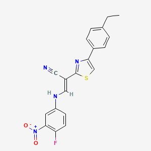 (E)-2-(4-(4-ethylphenyl)thiazol-2-yl)-3-((4-fluoro-3-nitrophenyl)amino)acrylonitrile