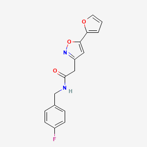 molecular formula C16H13FN2O3 B2753947 N-(4-fluorobenzyl)-2-(5-(furan-2-yl)isoxazol-3-yl)acetamide CAS No. 1105217-36-4
