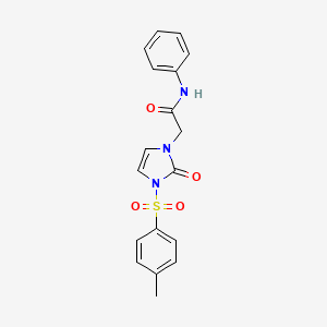molecular formula C18H17N3O4S B2753968 2-(2-oxo-3-tosyl-2,3-dihydro-1H-imidazol-1-yl)-N-phenylacetamide CAS No. 946333-99-9