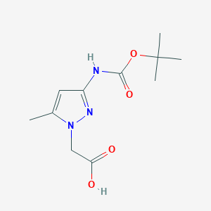 molecular formula C11H17N3O4 B2753970 2-[5-Methyl-3-[(2-methylpropan-2-yl)oxycarbonylamino]pyrazol-1-yl]acetic acid CAS No. 2248375-68-8