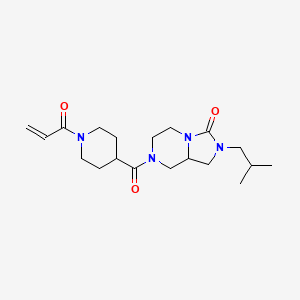molecular formula C19H30N4O3 B2753982 2-(2-Methylpropyl)-7-(1-prop-2-enoylpiperidine-4-carbonyl)-5,6,8,8a-tetrahydro-1H-imidazo[1,5-a]pyrazin-3-one CAS No. 2361682-44-0