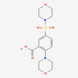 molecular formula C15H20N2O6S B2753996 2-Morpholin-4-yl-5-(morpholin-4-ylsulfonyl)benzoic acid CAS No. 796106-55-3