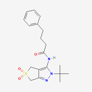 molecular formula C19H25N3O3S B2754010 N-(2-tert-butyl-5,5-dioxo-4,6-dihydrothieno[3,4-c]pyrazol-3-yl)-4-phenylbutanamide CAS No. 893924-96-4