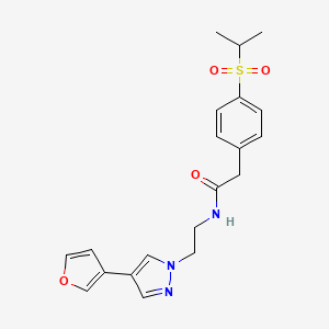 molecular formula C20H23N3O4S B2754013 N-(2-(4-(furan-3-yl)-1H-pyrazol-1-yl)ethyl)-2-(4-(isopropylsulfonyl)phenyl)acetamide CAS No. 2034329-97-8