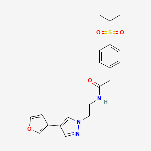 molecular formula C20H23N3O4S B2754013 N-(2-(4-(呋喃-3-基)-1H-吡唑-1-基)乙基)-2-(4-(异丙基磺酰基)苯基)乙酰胺 CAS No. 2034329-97-8