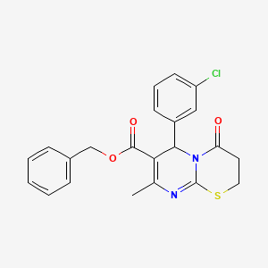 molecular formula C22H19ClN2O3S B2754014 benzyl 6-(3-chlorophenyl)-8-methyl-4-oxo-2H,3H,4H,6H-pyrimido[2,1-b][1,3]thiazine-7-carboxylate CAS No. 608494-22-0