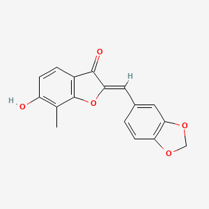 molecular formula C17H12O5 B2754022 (Z)-2-(benzo[d][1,3]dioxol-5-ylmethylene)-6-hydroxy-7-methylbenzofuran-3(2H)-one CAS No. 859131-56-9