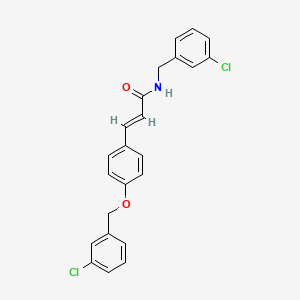 molecular formula C23H19Cl2NO2 B2754027 (E)-N-(3-chlorobenzyl)-3-{4-[(3-chlorobenzyl)oxy]phenyl}-2-propenamide CAS No. 477871-14-0