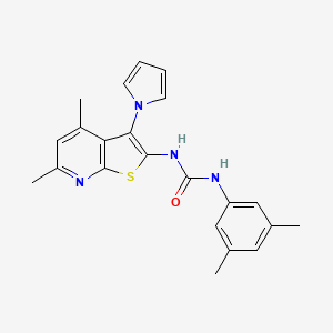molecular formula C22H22N4OS B2754041 N-(3,5-二甲基苯基)-N'-[4,6-二甲基-3-(1H-吡咯-1-基)噻吩[2,3-b]吡啶-2-基]脲 CAS No. 866039-21-6