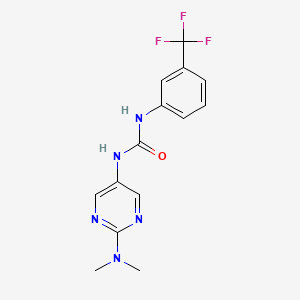 molecular formula C14H14F3N5O B2754050 1-(2-(二甲基氨基)嘧啶-5-基)-3-(3-(三氟甲基)苯基)脲 CAS No. 1396812-85-3