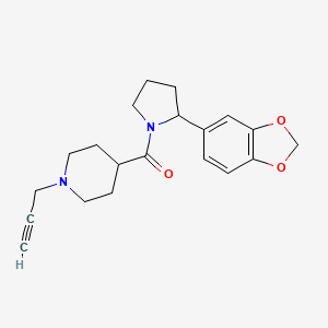 molecular formula C20H24N2O3 B2754074 4-[2-(2H-1,3-benzodioxol-5-yl)pyrrolidine-1-carbonyl]-1-(prop-2-yn-1-yl)piperidine CAS No. 1333516-78-1