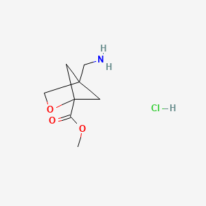 molecular formula C8H14ClNO3 B2754078 Methyl 4-(aminomethyl)-2-oxabicyclo[2.1.1]hexane-1-carboxylate;hydrochloride CAS No. 2490426-49-6