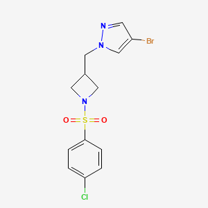 molecular formula C13H13BrClN3O2S B2754085 4-bromo-1-{[1-(4-chlorobenzenesulfonyl)azetidin-3-yl]methyl}-1H-pyrazole CAS No. 2415488-37-6