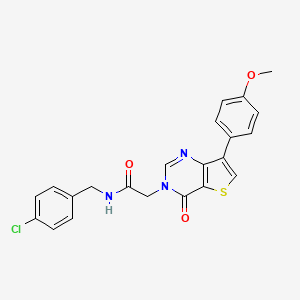 molecular formula C22H18ClN3O3S B2754086 N-(4-chlorobenzyl)-2-[7-(4-methoxyphenyl)-4-oxothieno[3,2-d]pyrimidin-3(4H)-yl]acetamide CAS No. 1207025-80-6
