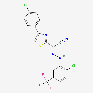(E)-N'-(2-chloro-5-(trifluoromethyl)phenyl)-4-(4-chlorophenyl)thiazole-2-carbohydrazonoyl cyanide