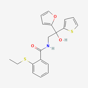 2-(ethylthio)-N-(2-(furan-2-yl)-2-hydroxy-2-(thiophen-2-yl)ethyl)benzamide