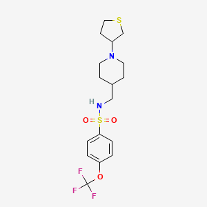 molecular formula C17H23F3N2O3S2 B2754094 N-((1-(tetrahydrothiophen-3-yl)piperidin-4-yl)methyl)-4-(trifluoromethoxy)benzenesulfonamide CAS No. 2034572-89-7