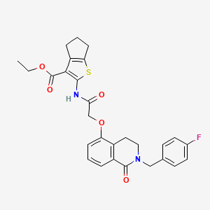 ethyl 2-(2-((2-(4-fluorobenzyl)-1-oxo-1,2,3,4-tetrahydroisoquinolin-5-yl)oxy)acetamido)-5,6-dihydro-4H-cyclopenta[b]thiophene-3-carboxylate