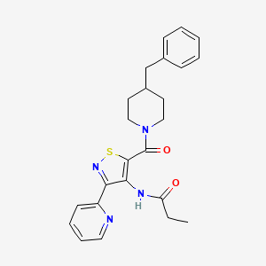 molecular formula C24H26N4O2S B2754119 N-(5-(4-benzylpiperidine-1-carbonyl)-3-(pyridin-2-yl)isothiazol-4-yl)propionamide CAS No. 1251583-94-4