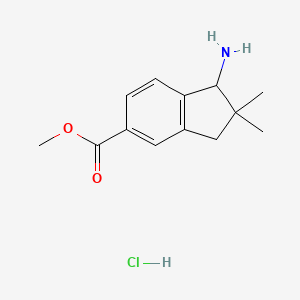 molecular formula C13H18ClNO2 B2754120 Methyl 1-amino-2,2-dimethyl-1,3-dihydroindene-5-carboxylate;hydrochloride CAS No. 2411295-11-7
