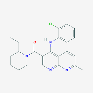 molecular formula C23H25ClN4O B2754122 (4-((2-Chlorophenyl)amino)-7-methyl-1,8-naphthyridin-3-yl)(2-ethylpiperidin-1-yl)methanone CAS No. 1251610-11-3
