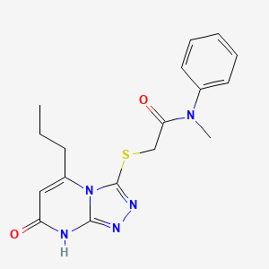 molecular formula C17H19N5O2S B2754136 N-methyl-2-((7-oxo-5-propyl-7,8-dihydro-[1,2,4]triazolo[4,3-a]pyrimidin-3-yl)thio)-N-phenylacetamide CAS No. 891125-79-4