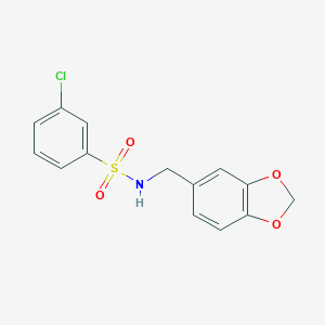 molecular formula C14H12ClNO4S B275414 N-(1,3-benzodioxol-5-ylmethyl)-3-chlorobenzenesulfonamide 