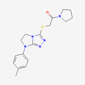 molecular formula C17H21N5OS B2754143 1-(pyrrolidin-1-yl)-2-((7-(p-tolyl)-6,7-dihydro-5H-imidazo[2,1-c][1,2,4]triazol-3-yl)thio)ethanone CAS No. 921539-11-9