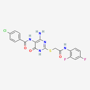 N-(4-amino-2-((2-((2,4-difluorophenyl)amino)-2-oxoethyl)thio)-6-oxo-1,6-dihydropyrimidin-5-yl)-4-chlorobenzamide