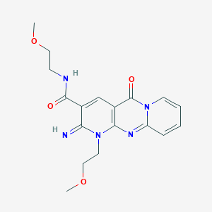 molecular formula C18H21N5O4 B2754149 2-imino-N,1-bis(2-methoxyethyl)-5-oxo-2,5-dihydro-1H-dipyrido[1,2-a:2',3'-d]pyrimidine-3-carboxamide CAS No. 371237-13-7
