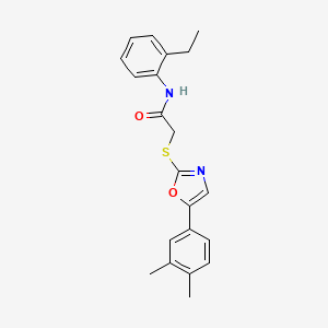 molecular formula C21H22N2O2S B2754156 2-((5-(3,4-二甲基苯基)噁唑-2-基)硫基)-N-(2-乙基苯基)乙酰胺 CAS No. 1021228-69-2