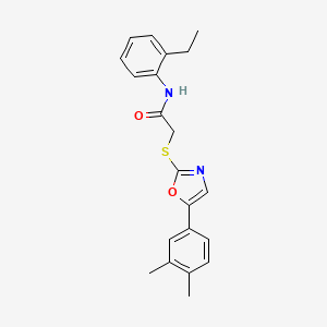 molecular formula C21H22N2O2S B2754156 2-{[5-(3,4-dimethylphenyl)-1,3-oxazol-2-yl]sulfanyl}-N-(2-ethylphenyl)acetamide CAS No. 1021228-69-2