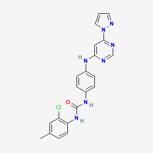 molecular formula C21H18ClN7O B2754162 1-(4-((6-(1H-pyrazol-1-yl)pyrimidin-4-yl)amino)phenyl)-3-(2-chloro-4-methylphenyl)urea CAS No. 1170290-67-1