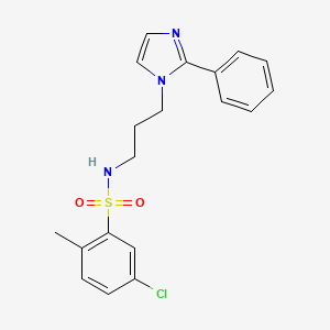 molecular formula C19H20ClN3O2S B2754175 5-chloro-2-methyl-N-(3-(2-phenyl-1H-imidazol-1-yl)propyl)benzenesulfonamide CAS No. 1421489-75-9