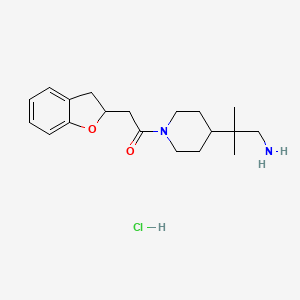molecular formula C19H29ClN2O2 B2754202 1-[4-(1-Amino-2-methylpropan-2-yl)piperidin-1-yl]-2-(2,3-dihydro-1-benzofuran-2-yl)ethanone;hydrochloride CAS No. 2418691-72-0