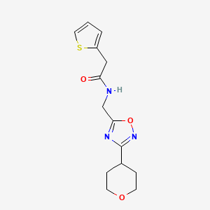 N-((3-(tetrahydro-2H-pyran-4-yl)-1,2,4-oxadiazol-5-yl)methyl)-2-(thiophen-2-yl)acetamide