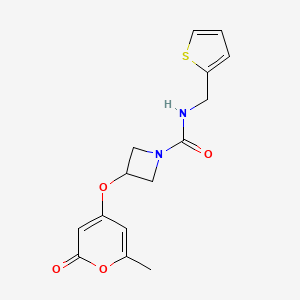 molecular formula C15H16N2O4S B2754211 3-((6-甲基-2-氧代-2H-吡喃-4-基)氧基)-N-(噻吩-2-基甲基)氮杂环丁烷-1-甲酰胺 CAS No. 1787880-26-5