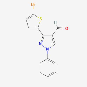 molecular formula C14H9BrN2OS B2754218 3-(5-bromothiophen-2-yl)-1-phenyl-1H-pyrazole-4-carbaldehyde CAS No. 274900-91-3