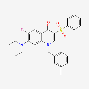 molecular formula C27H27FN2O3S B2754220 7-(diethylamino)-6-fluoro-1-(3-methylbenzyl)-3-(phenylsulfonyl)quinolin-4(1H)-one CAS No. 892761-01-2