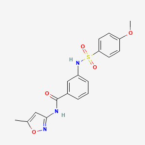 molecular formula C18H17N3O5S B2754226 3-[(4-methoxyphenyl)sulfonylamino]-N-(5-methyl-1,2-oxazol-3-yl)benzamide CAS No. 898466-70-1