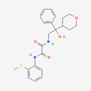 molecular formula C22H26N2O4S B2754229 N1-(2-hydroxy-2-phenyl-2-(tetrahydro-2H-pyran-4-yl)ethyl)-N2-(2-(methylthio)phenyl)oxalamide CAS No. 2034331-28-5