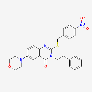 molecular formula C27H26N4O4S B2754234 6-morpholino-2-((4-nitrobenzyl)thio)-3-phenethylquinazolin-4(3H)-one CAS No. 689759-05-5