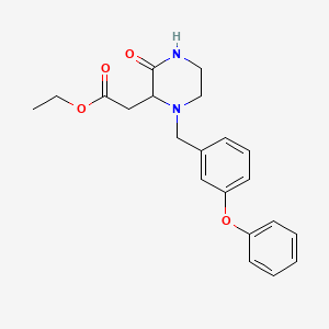 molecular formula C21H24N2O4 B2754235 Ethyl 2-[3-oxo-1-[(3-phenoxyphenyl)methyl]piperazin-2-yl]acetate CAS No. 1007928-08-6