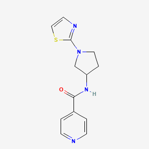 molecular formula C13H14N4OS B2754271 N-(1-(噻唑-2-基)吡咯啉-3-基)异吡啶甲酰胺 CAS No. 1795477-75-6