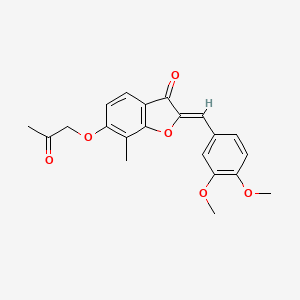 (2Z)-2-(3,4-dimethoxybenzylidene)-7-methyl-6-(2-oxopropoxy)-1-benzofuran-3(2H)-one